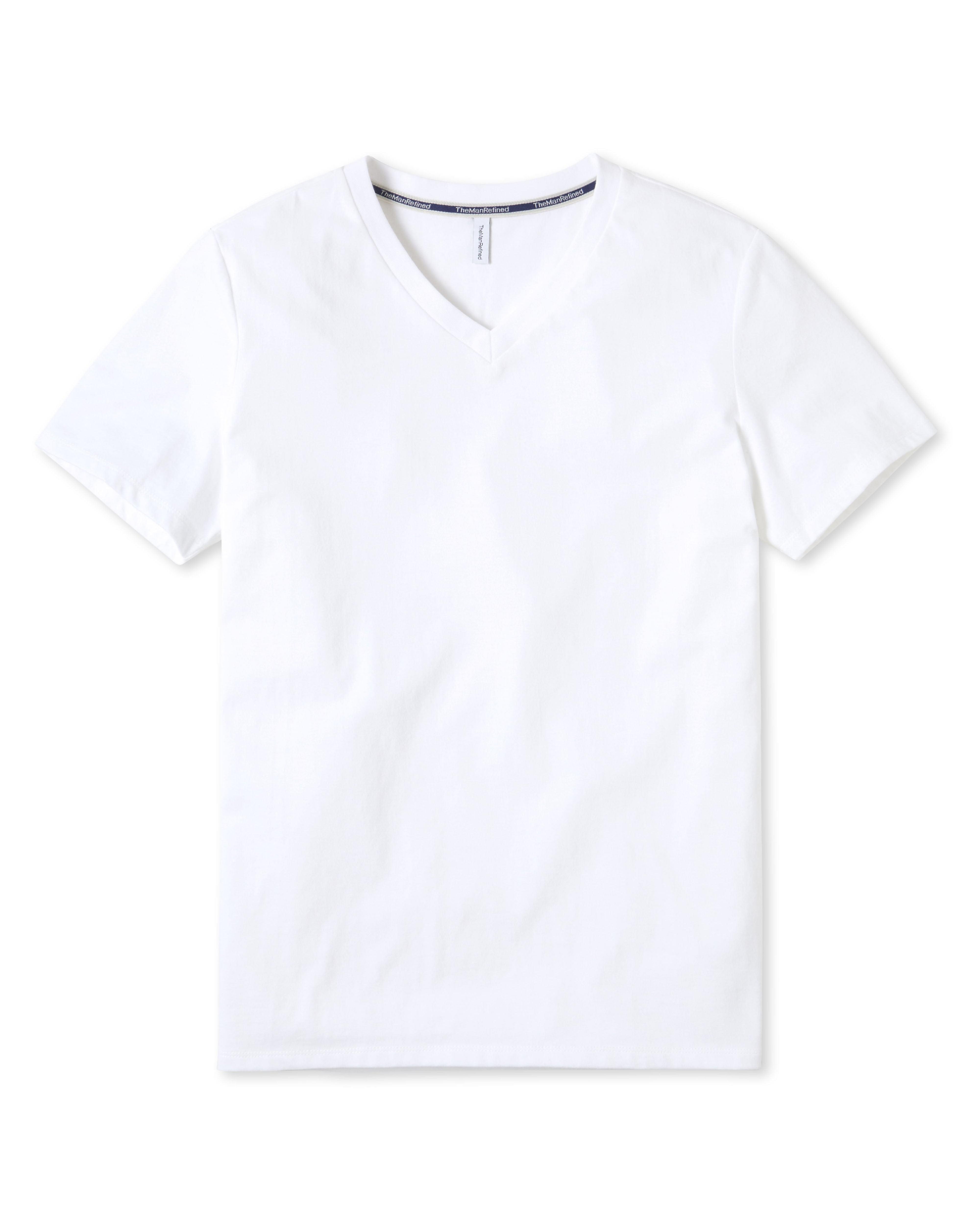 Long Staple Cotton Peached Jersey V-Neck T-Shirt - White | The Man