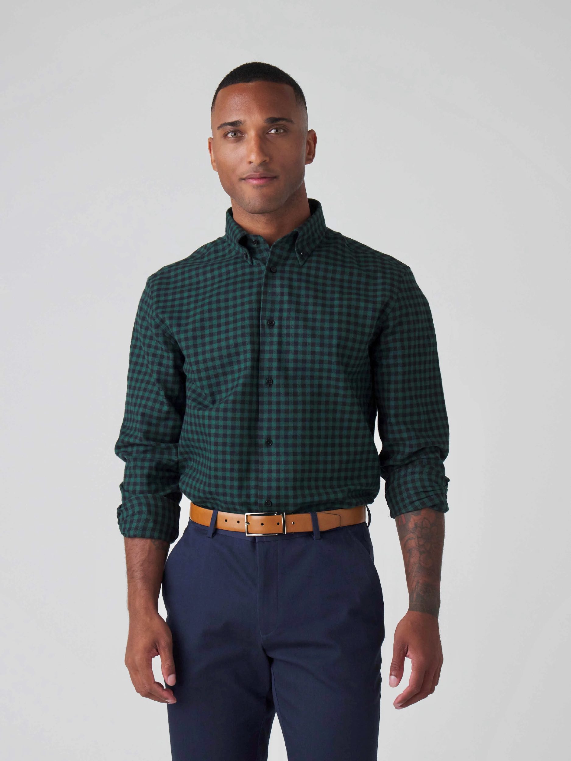 Gingham Flannel Shirt - Black / Green