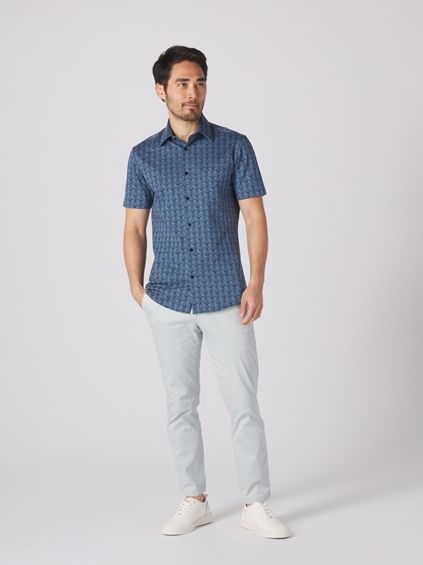 Pineapple Print Knit Shirt - Blue 