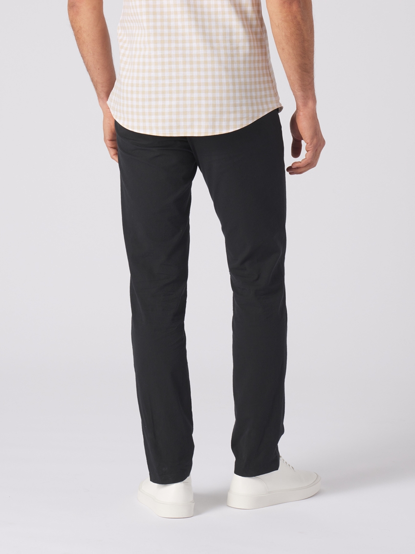 Seersucker Cotton Pants - Black - TF236