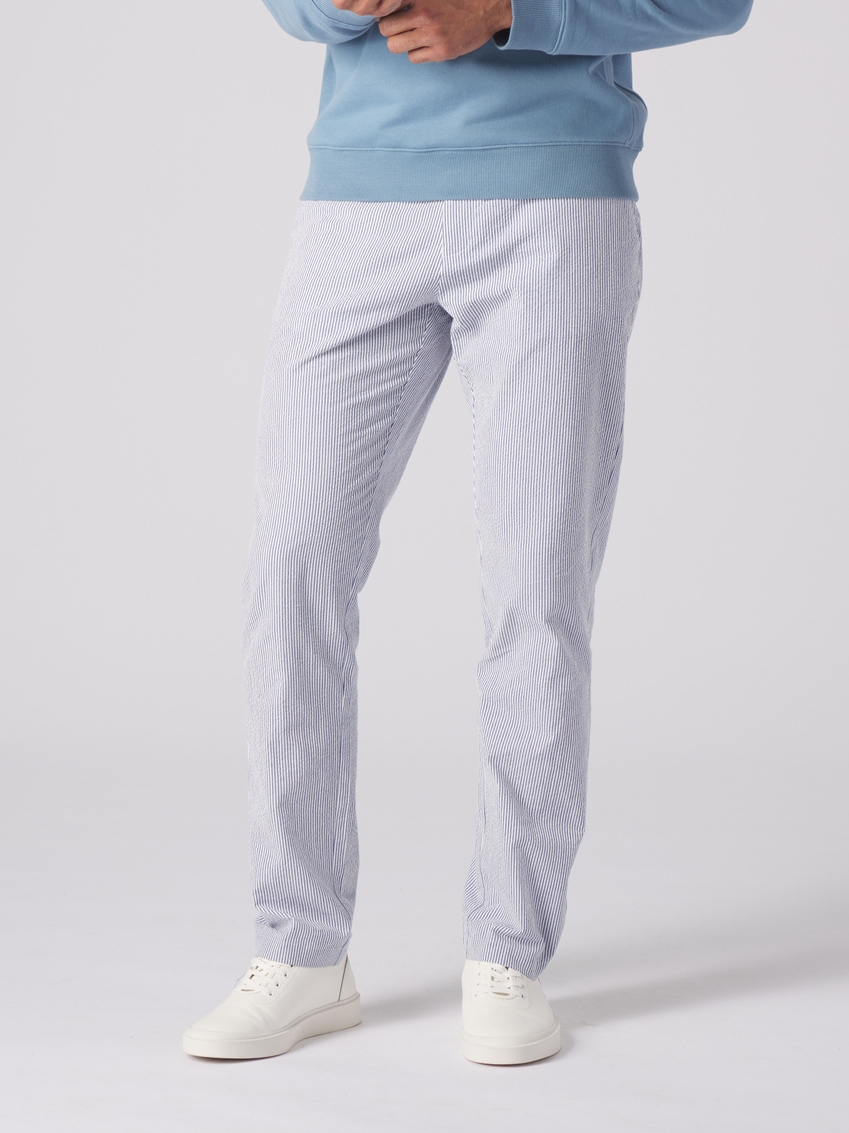 Seersucker Cotton Pants - Blue Stripe - TF233