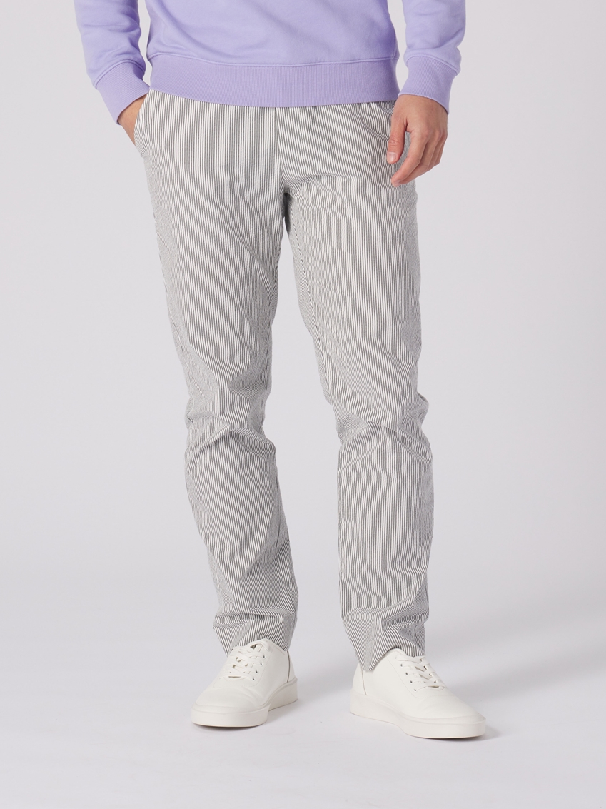 Seersucker Cotton Pants - Grey Stripe - TF234
