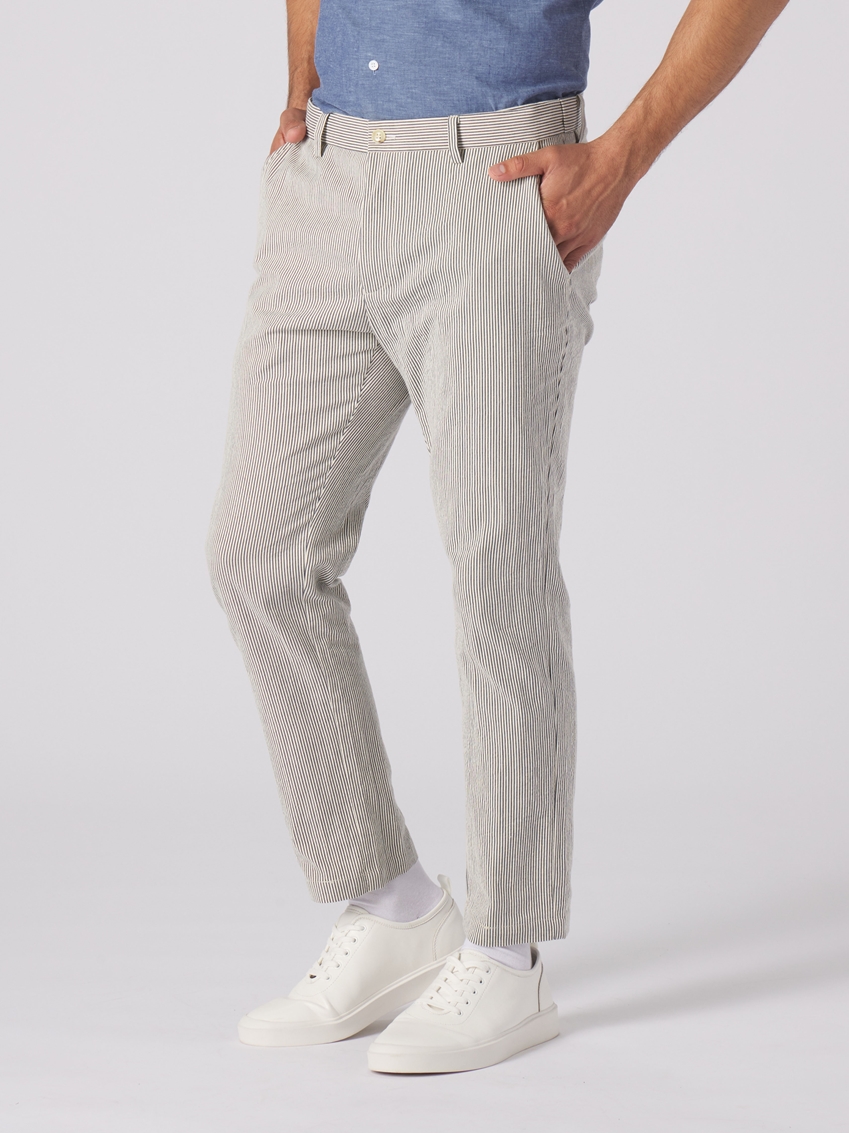 Stripe Jacquard Pants - Off White/Navy - TF258