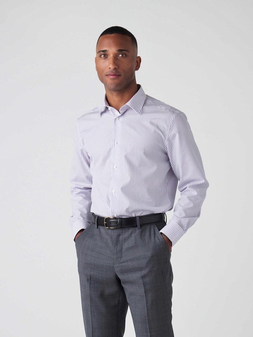 Medium Stripes Business Shirt - Purple