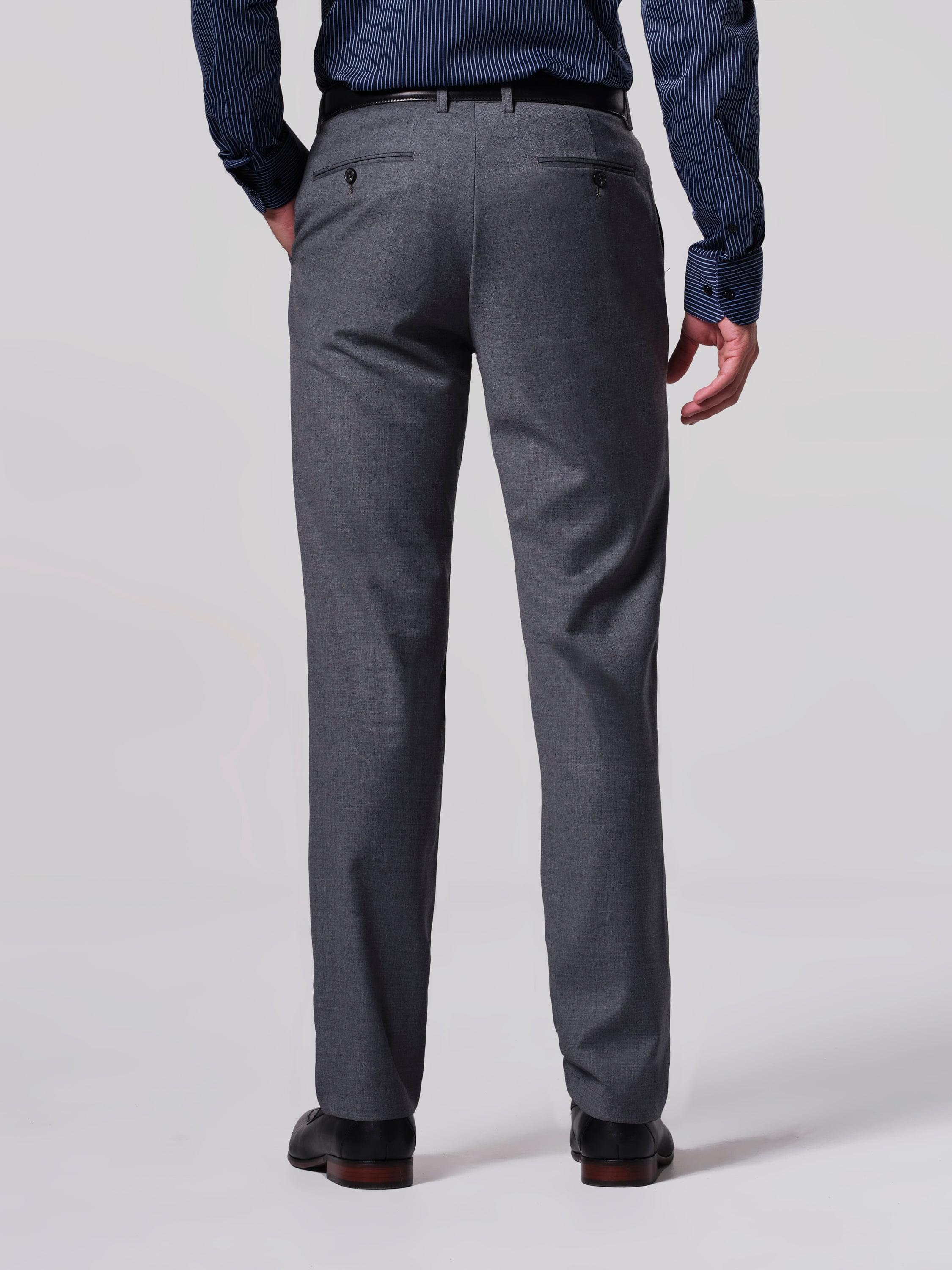 Father Sons Slim Formal Large Silver Grey Check Stretch Trousers - FST