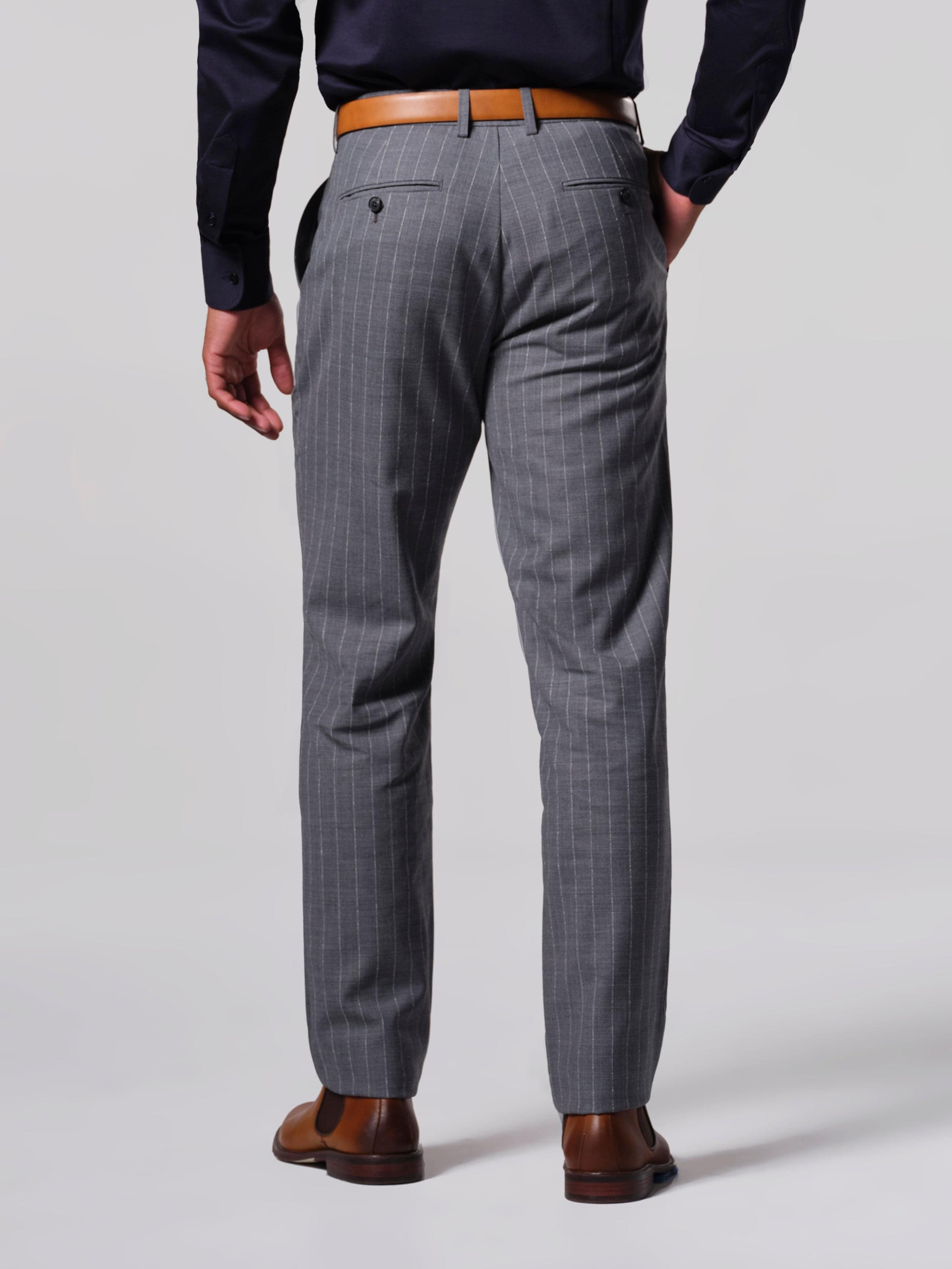 Pleated Striped Formal Trousers