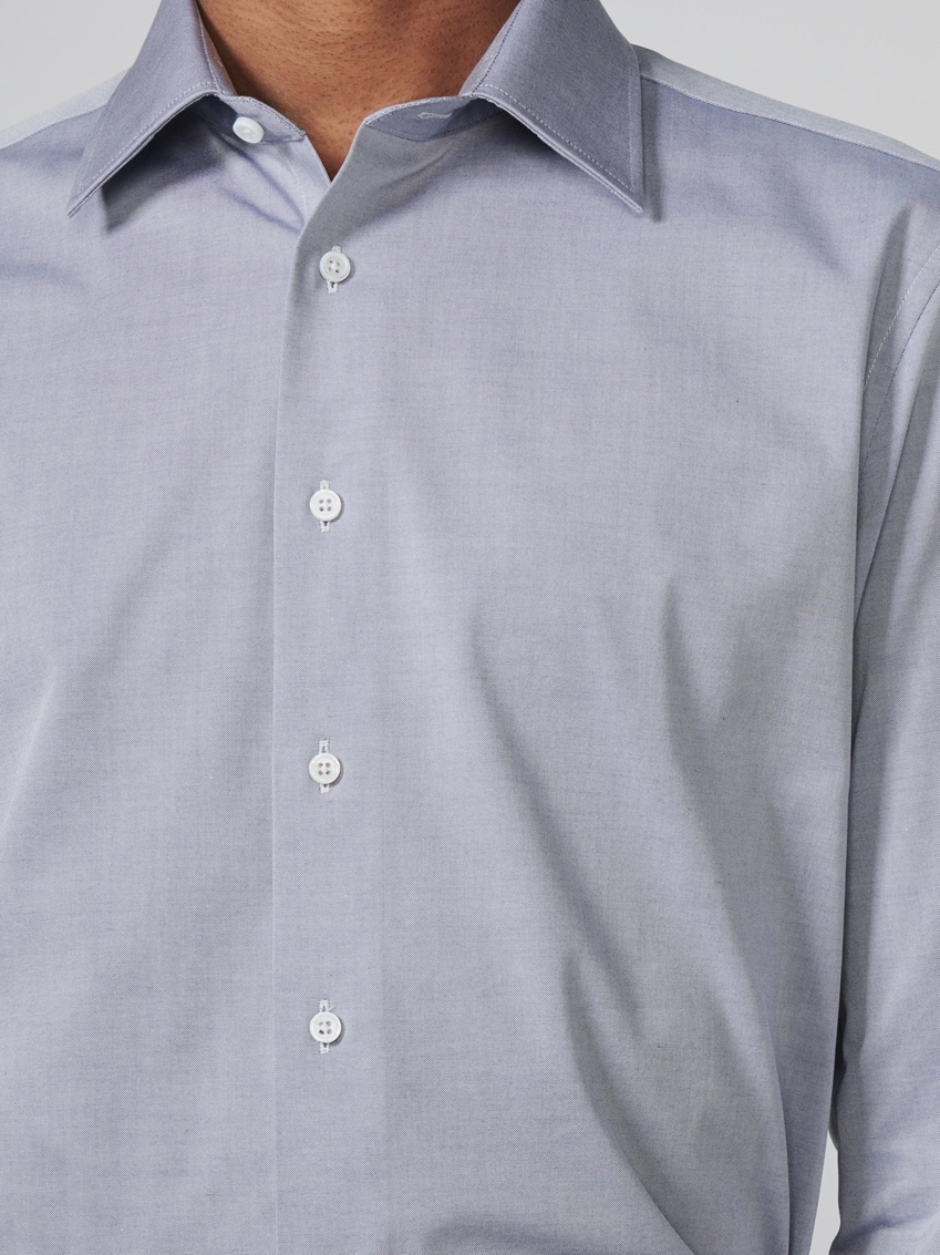 Two Tone Oxford Business Shirt - Medium Blue