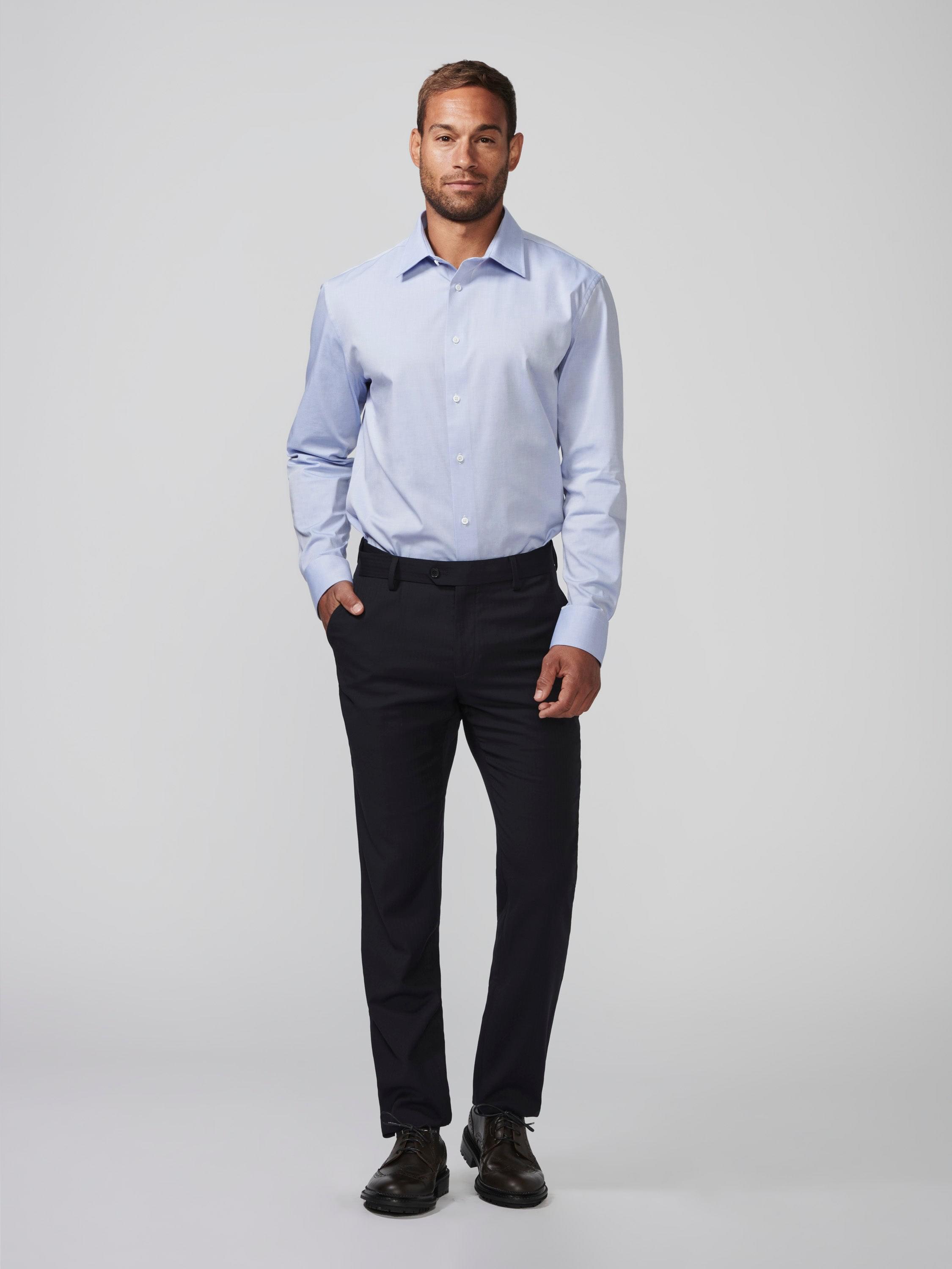 Two Tone Oxford Business Shirt - Light Blue