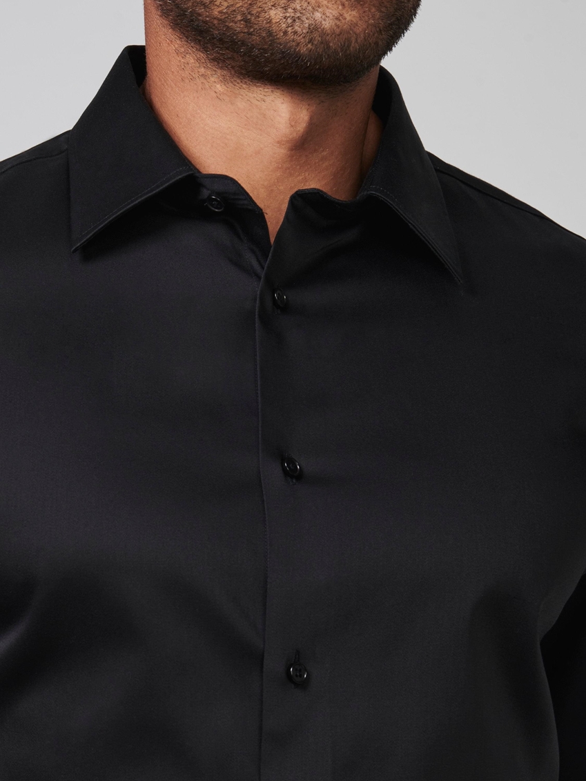 Cotton Stretch Sateen Dress Shirt - Black
