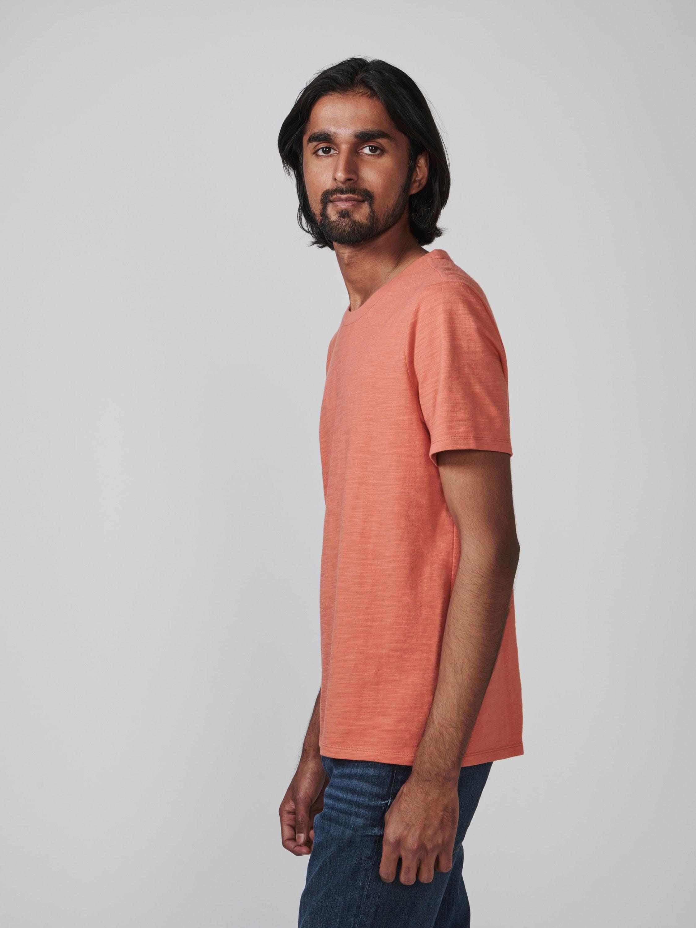 Cotton Slub Jersey Crewneck T-Shirt - Apricot