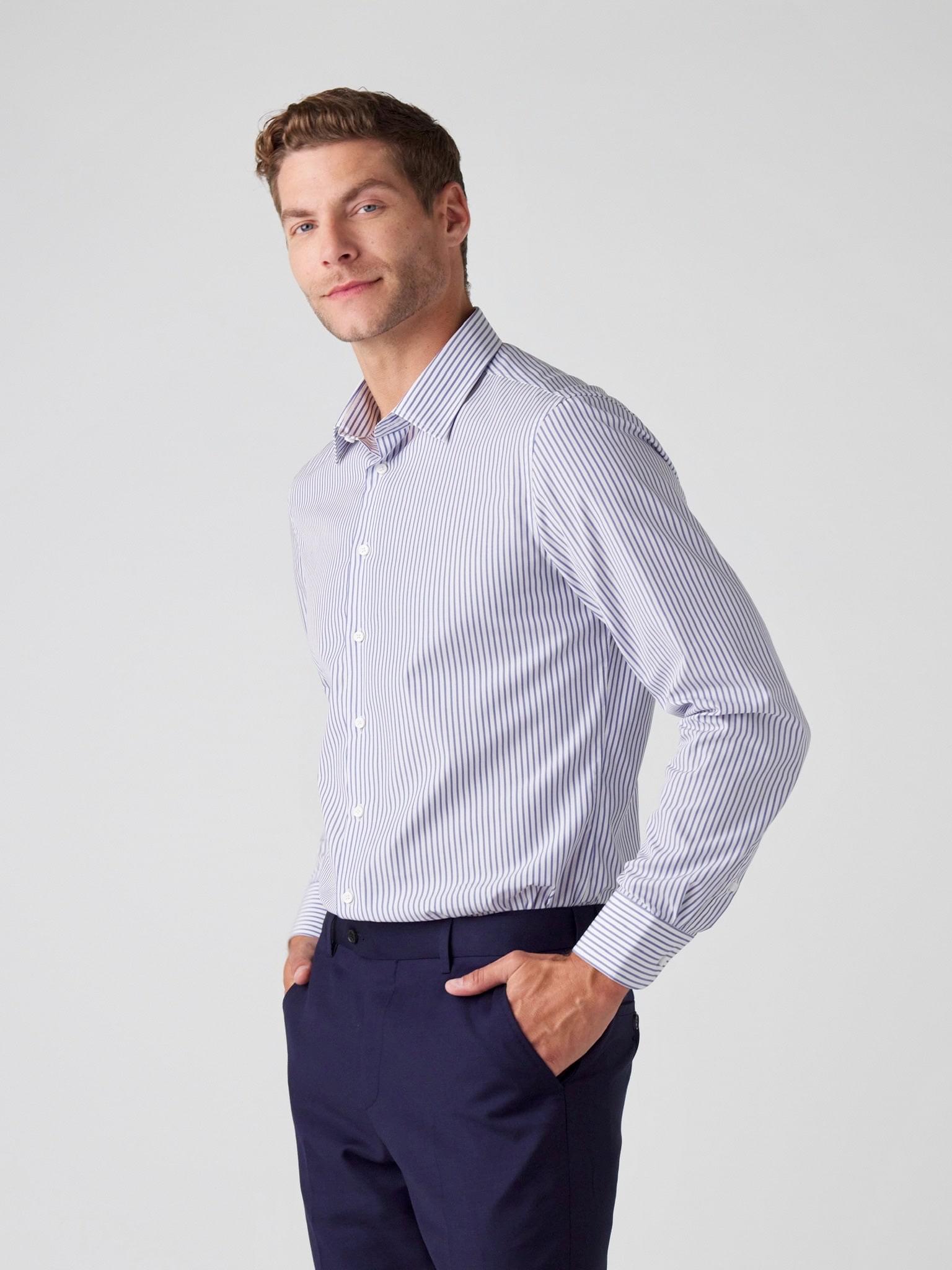 Medium Stripes Business Shirt - Blue