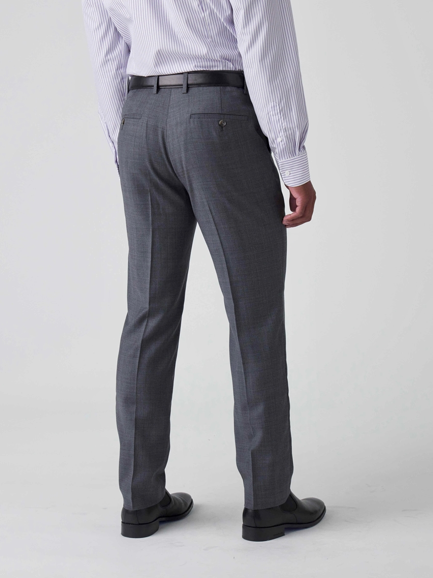 Wool Plaid Business Pants - Cool Grey