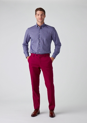 Wool Blend Business Pants - Crimson