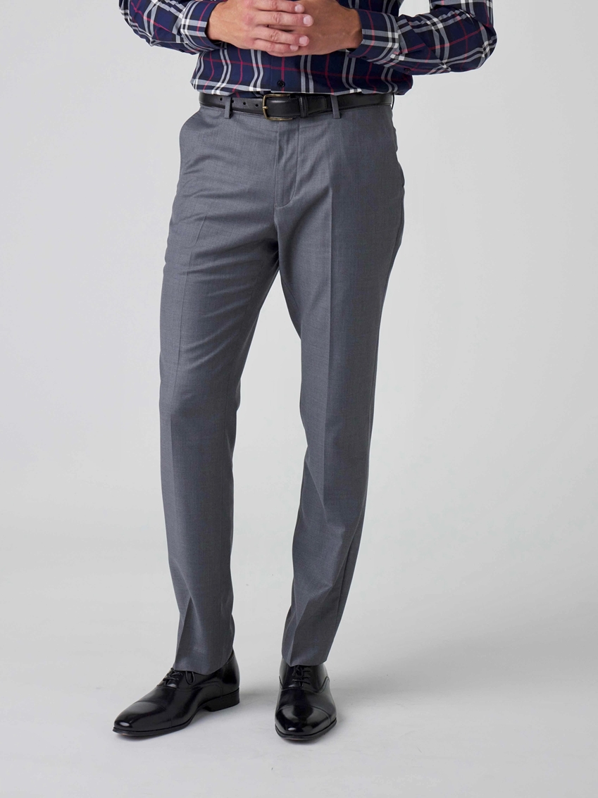 Wool Blend Business Pants - Medium Grey