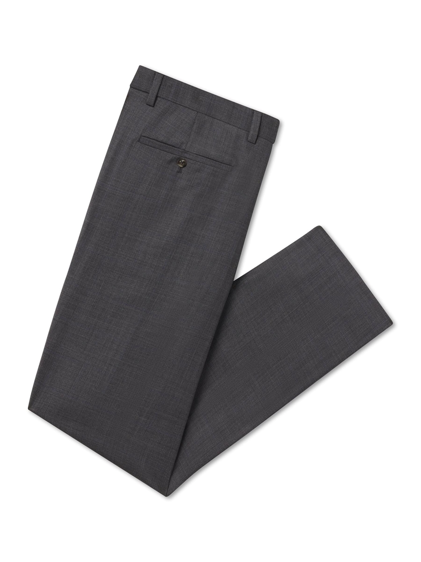 Wool Plaid Business Pants - Cool Grey