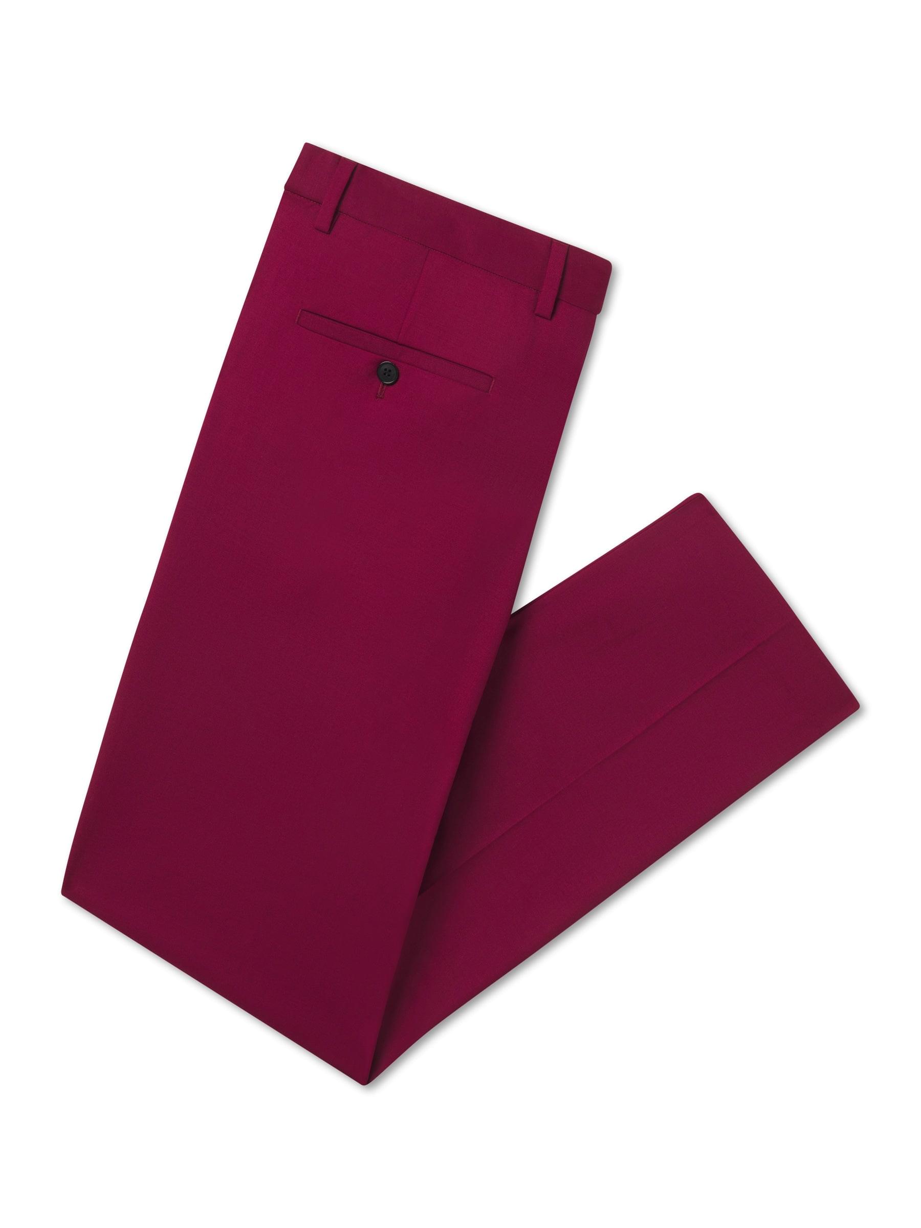 Wool Blend Casual Pants - Crimson