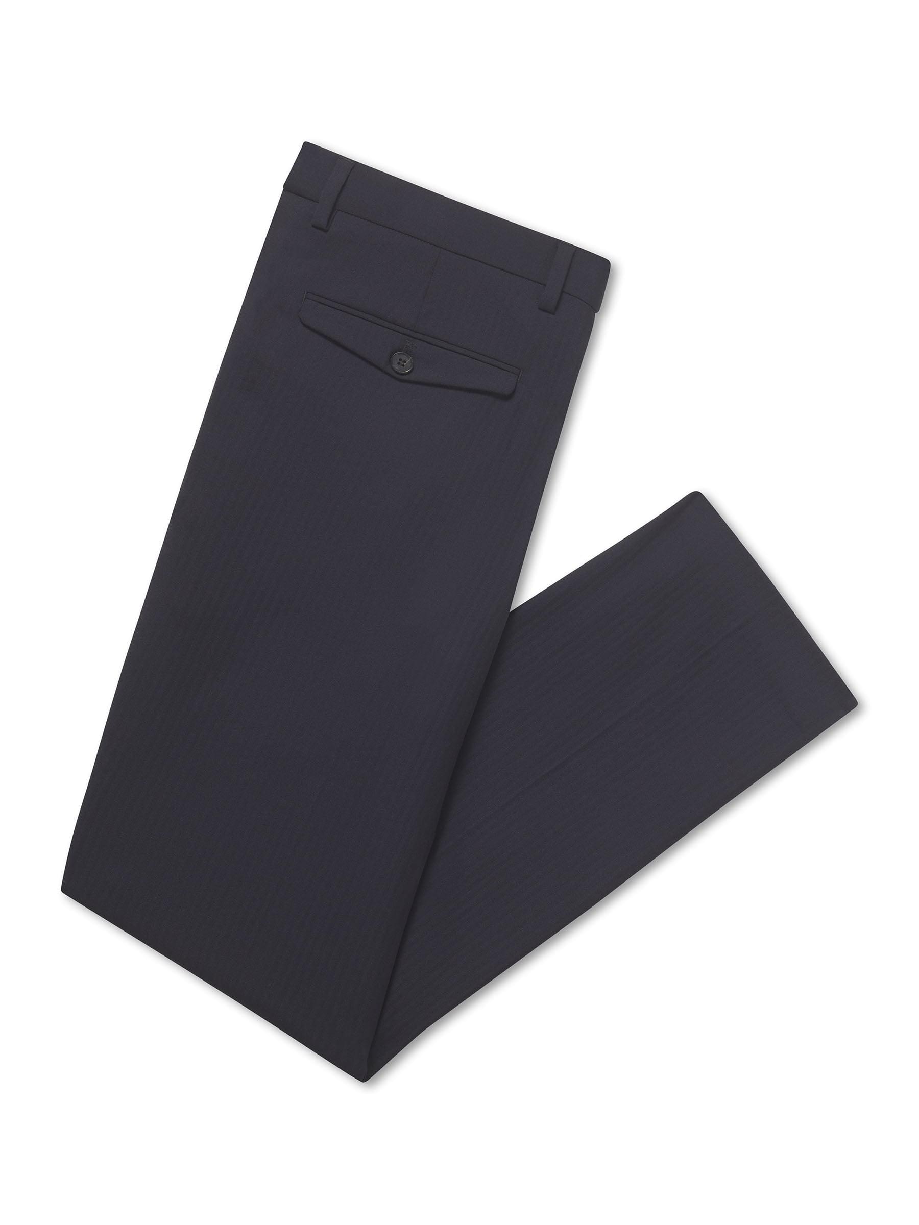 Chevron Wool Blend Dress Pants - Black