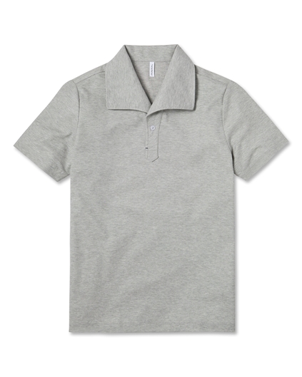 Oversized Collar Pique Polo Shirt - Heather Grey