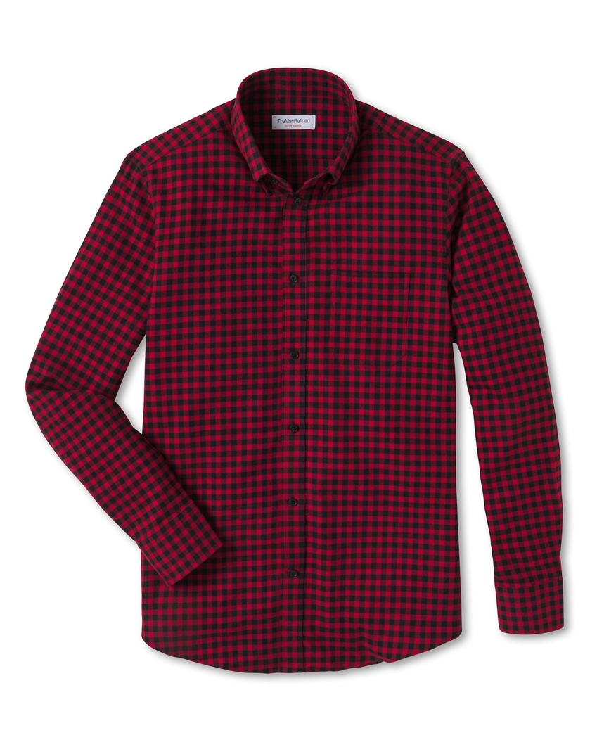 Gingham Flannel Shirt - Black / Red