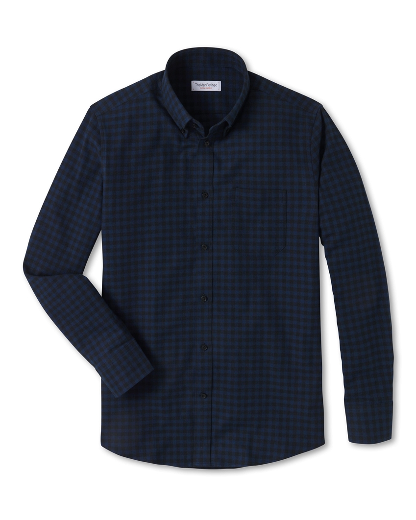 Gingham Flannel Shirt - Black / Royal Blue