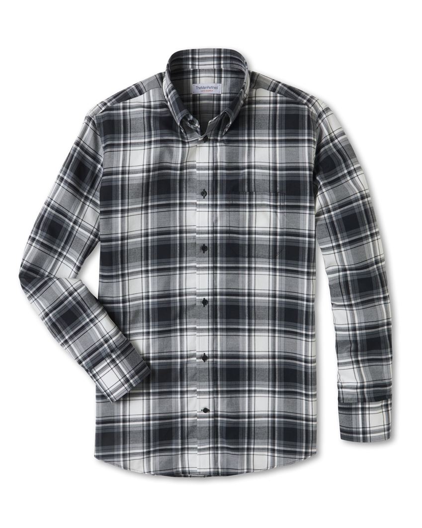Plaid Flannel Shirt - Black / Cream