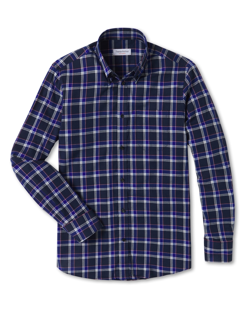 Plaid Flannel Shirt - Royal Blue / Navy / Red