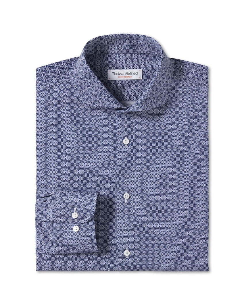 Tile Print Knit Shirt - Blue